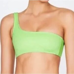 Triangl Swimwear melrose Green sparkle one shoulder bikini top beachy swim S
